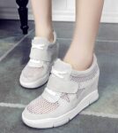 Breathable Mesh Hidden Heel Vegan Suede Sneakers