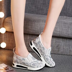 Sparkling Rhinestone Hidden Heel Mesh Sport Shoes