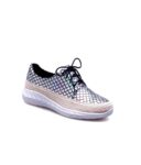 Shiny Lace-Up Metallic Sneaker Flat Shoes