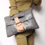 Chic Snap Button Genuine Leather Top Handle Bag