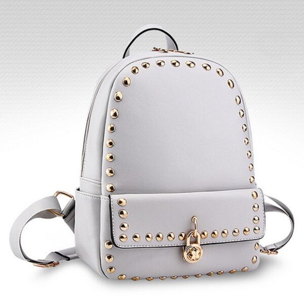 gray stud riveted and lock detail backpack rucksack