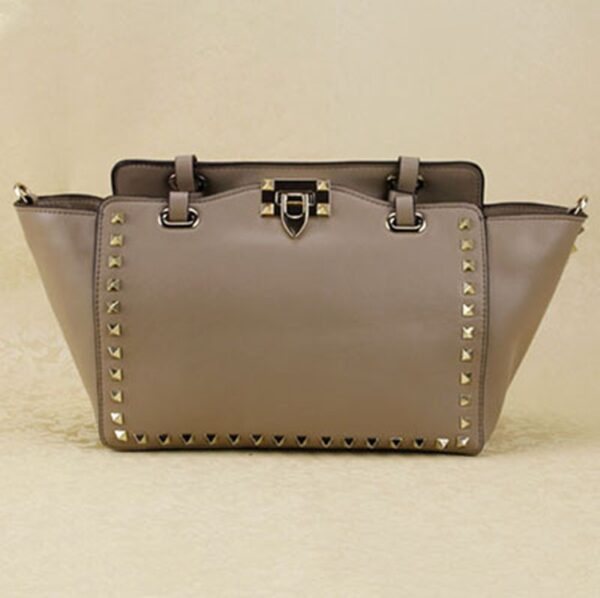 gray studded rivet trapeze sleeve bag