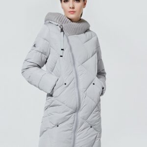 gray woven detail hooded parka