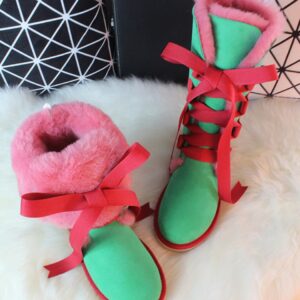 green furred ugg snow boot