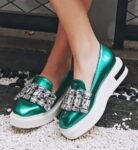 Luxury Big Crystal Embellished Platform Loafer Shoes
