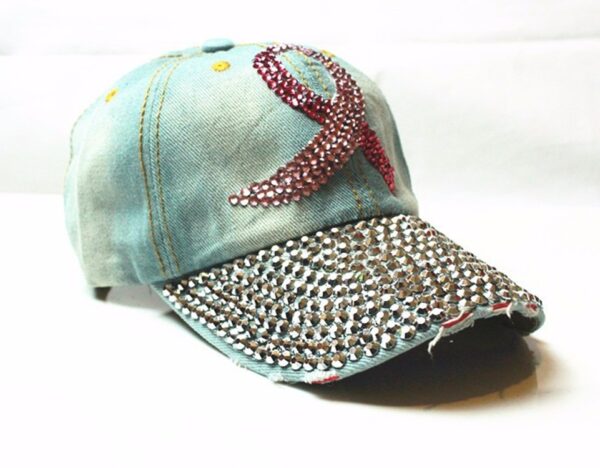 green rhinestone studded rivet denim denim hat