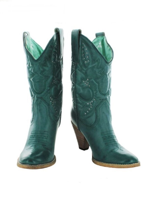 Bold Studded Rivet Western Cowboy Boots 1 green studded rivet cowboy boot