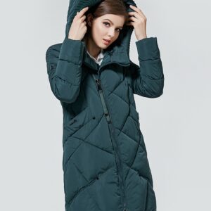 Cozy Knit Collar Hooded Long Parka Coat