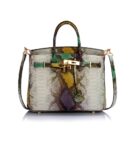 Vintage Genuine Leather Embossed Snake Print Bag