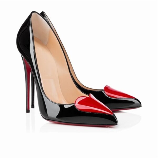heart black patent stiletto