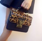 Vibrant Red & Leopard Mini Bag with Gold Heart Detail