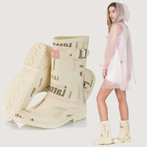 heart printed women rain boot
