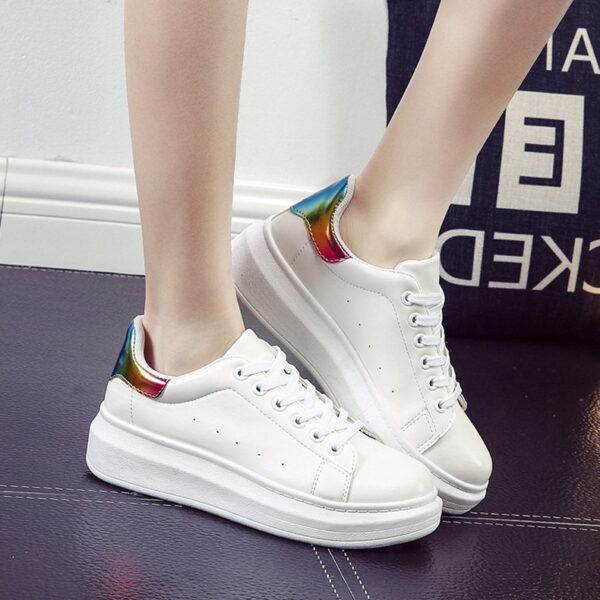 high platform women colored white sport shoes