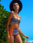 Bohemian High-Waist Strapless Bikini Set