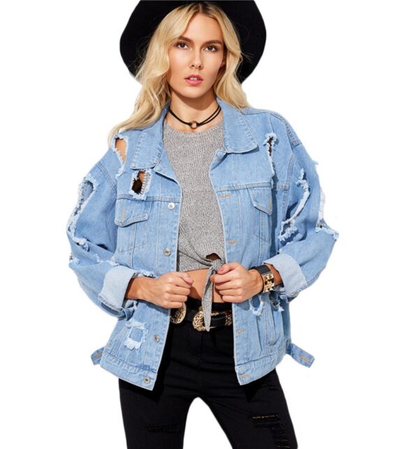 ice blue boyfriend women denim jacket