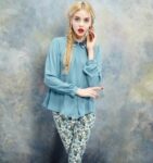 Elegant Patterned Chiffon Collar Blouse