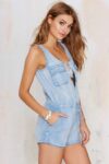 Playful Ice Blue Denim Mini Overalls