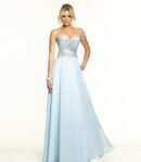 Daring Deep Decollete Chiffon Evening Gown