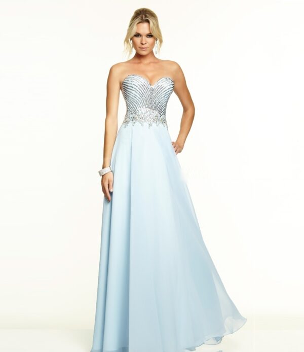 ice blue low cut chiffon evening dress night dress
