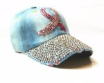 Stylish Crystal Embellished Denim Hat