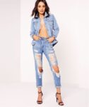 Ice Blue Back Distressed Denim Jacket