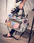 Edgy Studded Printed Denim Bag