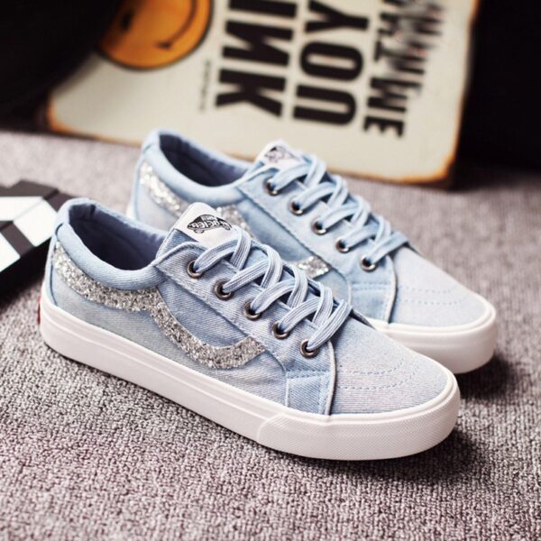 ice blue white rhinestone fabric sport shoes