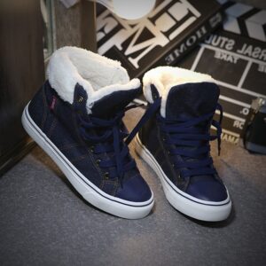 Fleece-Lined Lace-Up Cotton Sneaker Boots