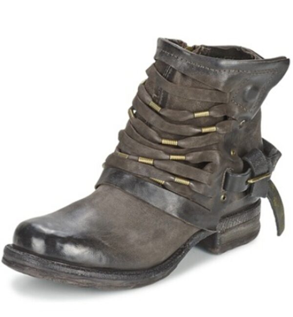 Edgy Distressed Punk Buckle Boots 5 khaki buckled vintage women punk boot