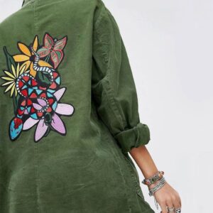 Vintage Floral Embroidered Retro Denim Jacket