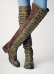 Retro Gladiator Strappy Genuine Suede Knee High Boots