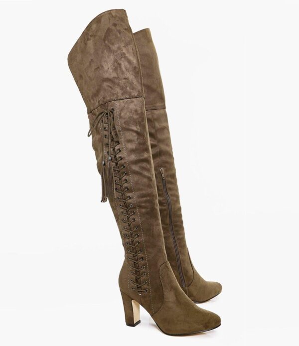 knee high beige suede women high heel boot