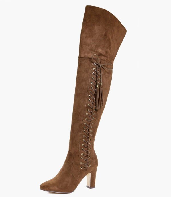 knee high brown suede women high heel boot