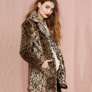 Leopard Pattern Elegant Faux Fur Coat