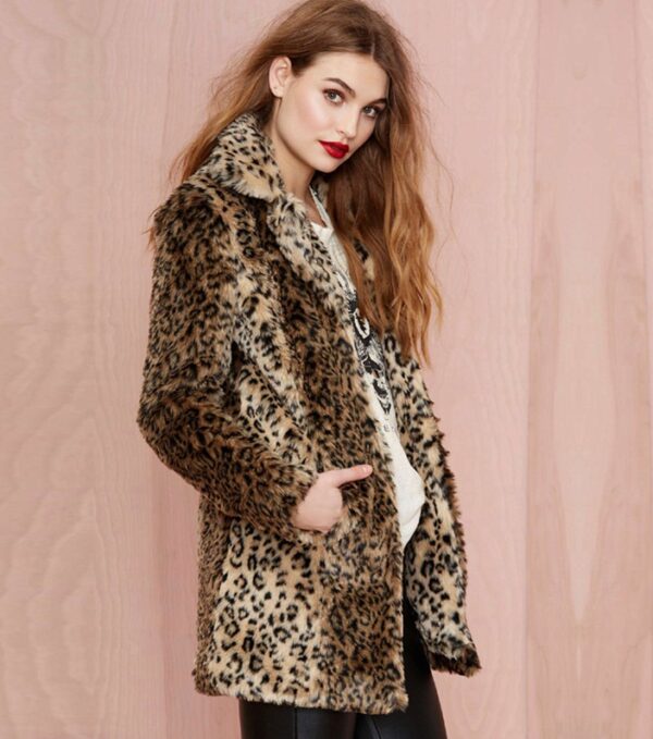 leopard patterned women fur jacket jacket