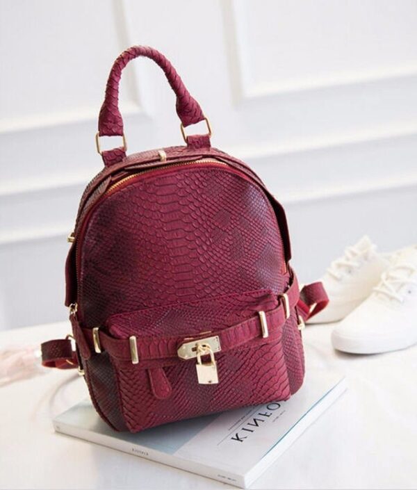 lock detail wine red women backpack rucksack