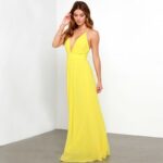 Radiant Yellow Plunge Chiffon Maxi Dress