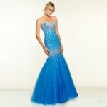 Crystal Embellished Strapless Mermaid Evening Gown