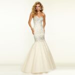 Crystal Embellished Strapless Mermaid Evening Gown
