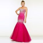 Crystal Embellished Strapless Mermaid Evening Gown