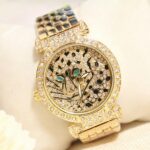 Luxury Gold Rhinestone Leopard Strap Women's Watch