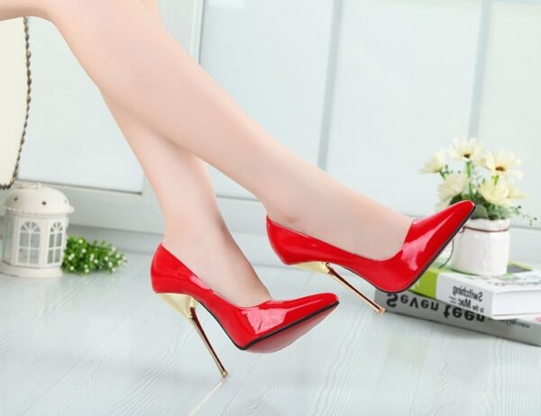 metal women high heel red patent stiletto