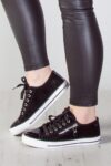 Black Zipper Detail Suede Sneakers