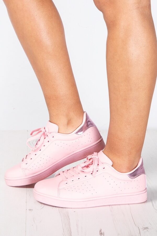 metallic powder nude pink comfortable sport shoes