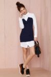 Striped Long-Sleeve Mini Shirt Dress