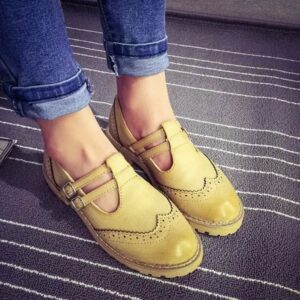 Buckle Lace-Up Vintage Oxford Shoes