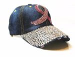 Stylish Crystal Embellished Denim Hat