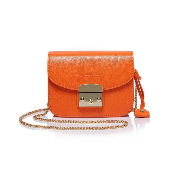 orange chained small sleeve bag