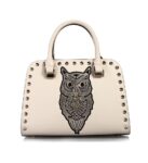 Mystic Embroidered Owl Studded Genuine Leather Bag