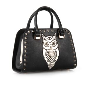 Mystic Embroidered Owl Studded Genuine Leather Bag